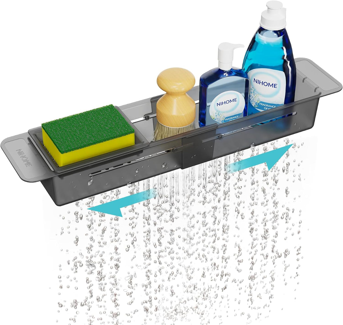 NiHome Extendable Sink Caddy, Small Telescopic Kitchen Brush Holder