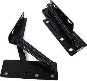 (Black) 2 Pieces of 80 Degree Foldable Lifting Brackets with Spring Hinges