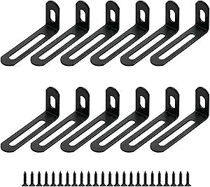 12 Pcs Small L Brackets for Wood, 2''x1''x0.5'' Black Metal Corner Braces, Adjustable Right Angle Shelf Brackets, Heavy Duty for Furniture & DIY Projects