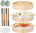 MacaRio 10 Inch Bamboo Steamer Basket Set Dumpling Steamer for Cooking