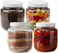 Half Gallon Glass Jars with Lids, 4 Pcs 64 oz Extra Wide Mouth Glass Storage Jars, Plastic Lids with Silicone Rings, for Pantry Organization, Fermentation, Pickling, Dry Food, Flour, Rice
