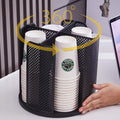 Coffee Cup Dispenser, Disposable Paper Cup and Lid Holder 360 Rotatable with 4 Compartments,Can Stacking 3-16oz Cups and Lid Holder for Coffee Shop,Home Countertop,Office,Restaurant,Kitchen