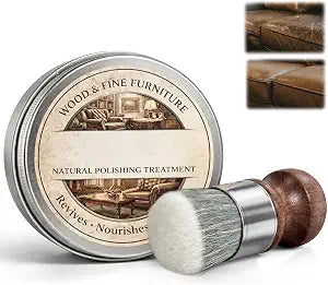 Furniture Balm with BrushNatural Wood Polishing TreatmentApplication for Furniture & Wood Grain Touch-Ups, Prevent Cracking, Enhances Texture And Luster