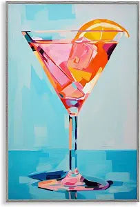 Blue Pink Martini Cocktail, 12 x 18 Inch Framed Gicle Print