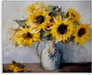 Traditional Sunflower Bouquet, 16 x 20 Inch Canvas Wall Art