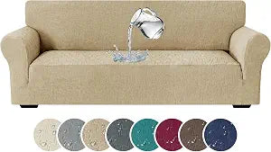 MAXIJIN Waterproof Couch Covers for Sofa (71"-91"), Stretch Sofa Cover Slipcovers with Non Slip Elastic Bottom, Dog Pet Friendly Furniture Protector Washable (Large, Khaki)