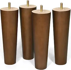 Furniture Leg Sofa Legs Replacement Wood 8 inch Mid Century Dresser Legs with 5/16 inch Bolt Set of 4