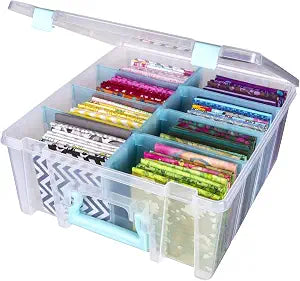 ArtBin 6990SA Super Satchel Double Deep with Removable Dividers, Large Portable Art & Craft Storage with Handle, Translucent/Aqua Mist