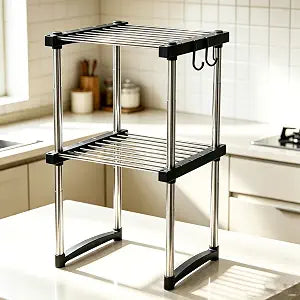 BLULEE Expandable Cabinet Organizer, Adjustable Storage Shelf Black