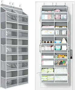 Yecaye 5-Tier Over The Door Organizer Dual-Column, 80lbs Load Over The Door Storage of 10 Compartments, Heavy Duty Door Organizer Hanging for Bedroom Closet Dorm Bathroom Pantry, Grey 1 Pack