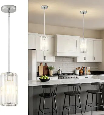 Adjustable Modern Crystal Chrome Pendant Lights Kitchen Island