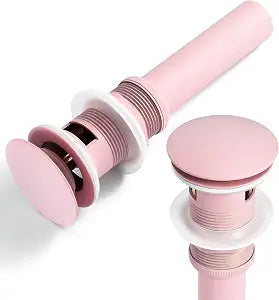 | Pop-Up Drain Stopper for Bathroom Sink Pink - Without Overflow for Vessel Sink Lavatory - Anti-Clog and Overflow Polished Finish - Stylish Design and Easy to Install