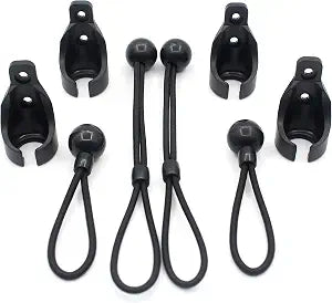 Roller Shade Tie Downs Curtains Tie Back with Holder Receivers Wall Mount Bungee Cords for Exterior Outdoor Deck Patio Pergola Porch Living Room (2 Pack) (Black, Circle)