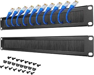 1U Brush Panel, Brush Strip Plate for Cable Entry&Management, Server Rack Cable Organizer with Tidy Brush for 19in Network Rack/Server Rack/Cabinet Enclosure, Black,2 Pack