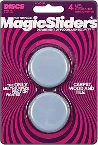 MAGIC SLIDERS L P 4050-2" Reusable Furniture Sliders | Heavy-Duty Self-Adhesive Floor Protectors for Carpets & Hard Floors | Non-Skid Pads for Chairs, Tables, and Heavy Furniture (Pack of 4, Grey)