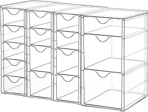 Vtopmart 4 Set Acrylic Desk Organizer with 16 Drawers for Office, Makeup
