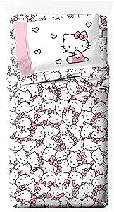 Jay Franco Sheet Set with Fitted, Flat Sheets & Pillow Cover - Ultra-Soft Bedding with Pillowcase for Room Decor, Multi - Hello Kitty, 3 Piece Twin