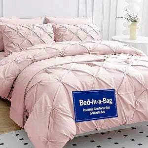 LANE LINEN 7 Piece Comforter Set Queen Size, Warm & Cozy Bedset -Sepia Rose