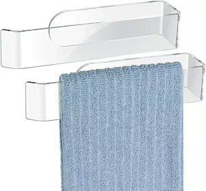 NiHome Clear Acrylic Hand Towel Rack 2-Pack, Adhesive Wall Bar, Waterproof