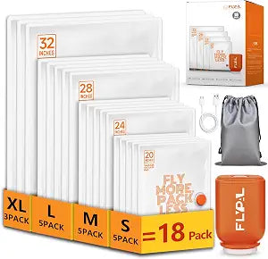 18 Pack Vacuum Seal Storage Bags for Clothing Travel with Pump, 4 Size