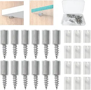 12 PCS Self-Tapping Screws Cabinet Laminate Support Shelf Pins with Transparent Anti-Slip Silicone Sleeve Shelf Support Pegs for Shelves Wooden Kitchen Cabinets Bookcases Wardrobes Glass
