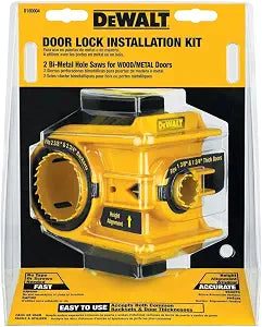 DEWALT Door Lock Installation Kit, C Clamp Design Hole Saw Kit For Metal or Wood Doors, 2 Adjustable Bushings, Easy Installation, Height Alignment (D180004)