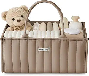 Blissful Diary Baby Diaper Caddy Organizer, Nursery Storage, Mocha Brown