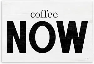 Coffee Now Comic Kitchen Phrase, 13 x 19 Inch Mounted Print on Wall Plaque