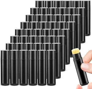 100 Pcs 5g Plastic Lipstick Tube Empty Black Lip Balm Tubes Containers Lip Gloss Storage Container Holder with Caps for DIY Lip Balm Cosmetic