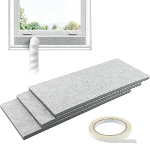 Double-Layer Insulated Foam Panels, 3-Pack Insulation Seal Panels for Portable AC Window Vent Seal Kit, Thick Adjustable Insulation Board, Air Conditioner Window Gap Filler