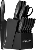 Knife Set with Built-in Sharpener Block, Dishwasher Safe