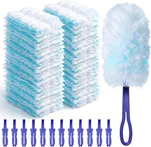 Yaomiao 100 Pcs Duster Refills with 20 Replacement Handle, Blue