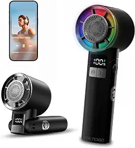 Handheld Turbo Fan with Bluetooth Speaker, 13m/s Airflow, 30000RPM