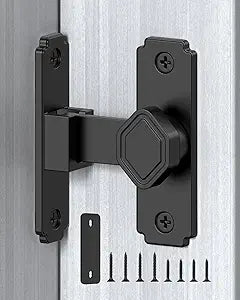 Pocket Door Lock, 90 Degree Latch, Barn Door Hardware Black 1PC