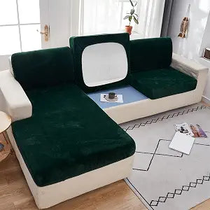 MIFXIN Velvet Stretch Couch Cushion Slipcover Sofa Cover 1 Piece Universal Elastic Sofa Seat Couch Cover Furniture Protector (Dark Green, Backrest Cover)