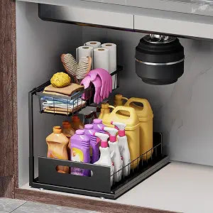 Ceetug Slide Out Under Sink Organizers and Storage, Black, 1 Pack