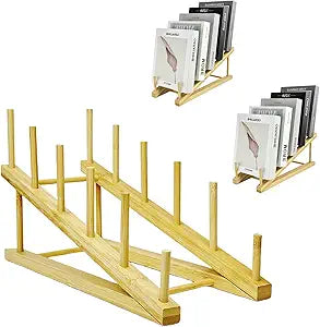 3 Pcs Wood Book Display Stand, 5-Tier Tabletop Bookshelf & Magazine Rack