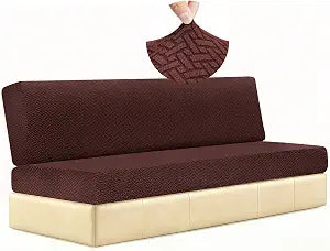 2 Piece RV Couch Covers for Sofa Bed, Stretch Elastic Camper Slipcover for RV Jackknife Sofa Bed, Washable Anti-Slip Furniture Protector, Pet Friendly & Wrinkle Free (2, Dark Brown)