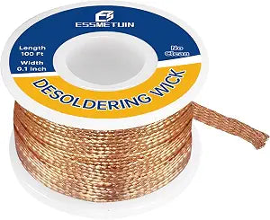 Essmtuin Solder Wick Braid 100Ft with Flux for Electronic, Desoldering Wick Braid Remover Solder, No-Clean Soldering Wick Used to Disassemble Electrical Components (WID 0.1in (2.5mm)