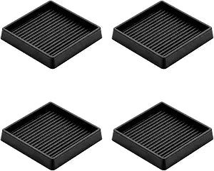 3X3 Square Rubber Caster Cups, Non Slip Furniture Pads - 4 Pack