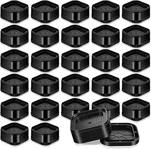 32 Pack Plastic Furniture Risers, Adjustable Heavy Duty Stackable Bed Risers 1.38 Inch, Desk Leg Lifts for Mattress Table Chair Couch Sofa Cabinet Bed Frame and Dorm, Black