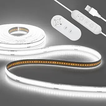 ALITOVE USB LED Light Strip with Remote 5V 6.56FT 640LEDs 6000K Dimmable