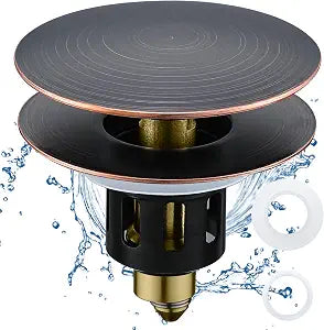 TIORIY Bathroom Sink Stopper, Pop Up Sink Drain Plug, Oil Rubbed Bronze