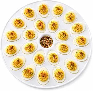 HIC Kitchen Deviled Egg Dish, 13.25-Inch, Fine Porcelain, Holds 24