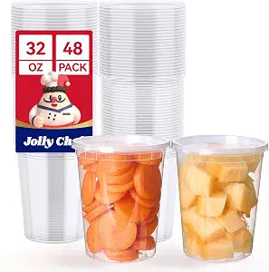 Deli Food Storage Containers 32 OZ Plastic Containers with Lids-48 Set