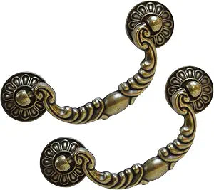 6 Pack Vintage Drop Bail Pulls, 3-1/2 Inch Hole Centers (90mm)