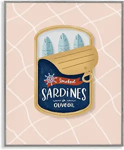 Nautical Sardines Tin Still Life, 16 x 20 Inch Framed Gicle Print