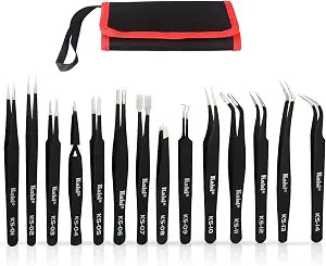 14 PCS Precision Tweezers Set, ESD Tweezer Set, Anti-Static Stainless Steel Tweezers Set for Craft, Jewelry, Electronics, Laboratory Work