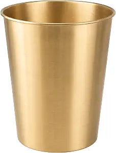 Monarch Abode Metal Bathroom Trash Can  Waste Basket for Bedroom, Office Desk, & Dorm, Handcrafted, Durable Decorative Brushed Gold Small Trash Can Bathroom Garbage Bin Wastebasket