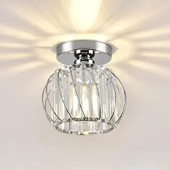 Crystal Semi Flush Mount Ceiling Light, Silver Crystal Chandelier for Kitchen, Hallway, Dining Rooms, Living Rooms, Bar, Farmhouse, 7.4 x 7.4 x 4.7 inches